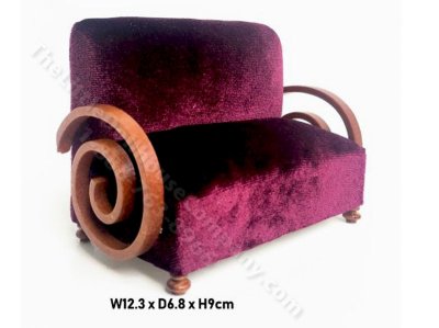 (image for) Miniature Art Deco Red Settee for Dollhouses