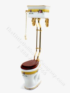 (image for) Porcelain French Rose Tall Toilet for Dollhouses