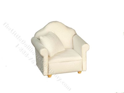 (image for) Miniature White Chair with a Pillows for Dollhouses