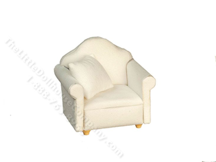 (image for) Miniature White Chair with a Pillows for Dollhouses