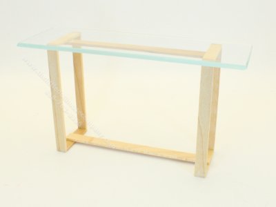 (image for) Miniature Contemporary, Natural Wood, Glass Serving Table
