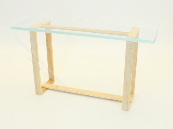 (image for) Miniature Contemporary, Natural Wood, Glass Serving Table