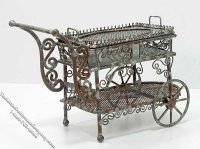 (image for) Miniature Wire Wicker Tea Cart w/Removable Tray for Dollhouses