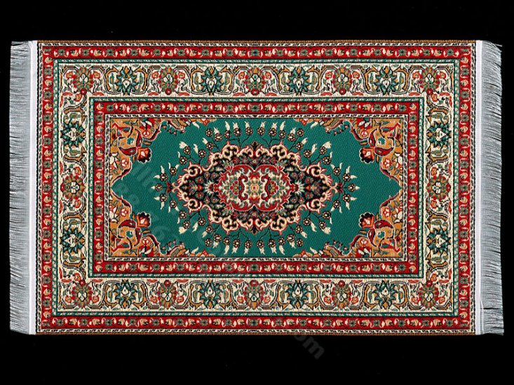 (image for) Dollhouse Scale Model Turkish Carpet - Red and Green