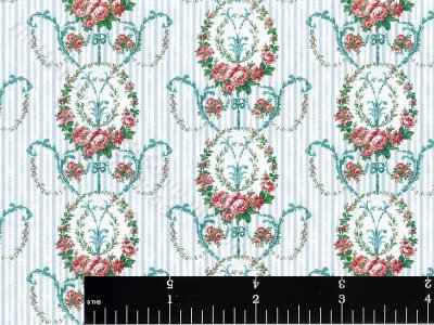 (image for) Ogden Floral Pattern Miniature Wallpaper for Dollhouses - Blue
