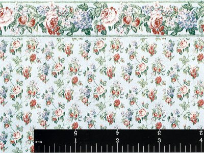 (image for) Dollhouse Scale Model Blue Floral Wallpaper