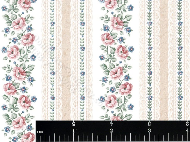 (image for) Gold Lace and Floral Miniature Wallpaper for Dollhouses