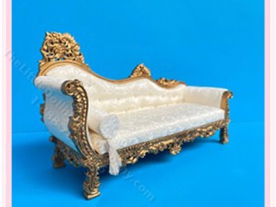 (image for) Miniature Victorian Carved Chaise Lounge for Dollhouses - Gold