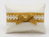 (image for) Miniature Pillow with Gold Ribbon and Bow by Judith Blondell