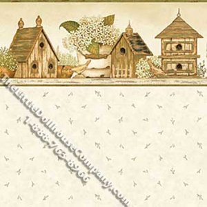 (image for) Cottage Bird Houses Pattern Miniature Wallpaper for Dollhouses