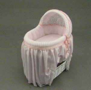 (image for) Bassinette with Pink and White Bedding by Janet