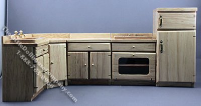 (image for) Miniature Oak Five Piece Kitchen Set