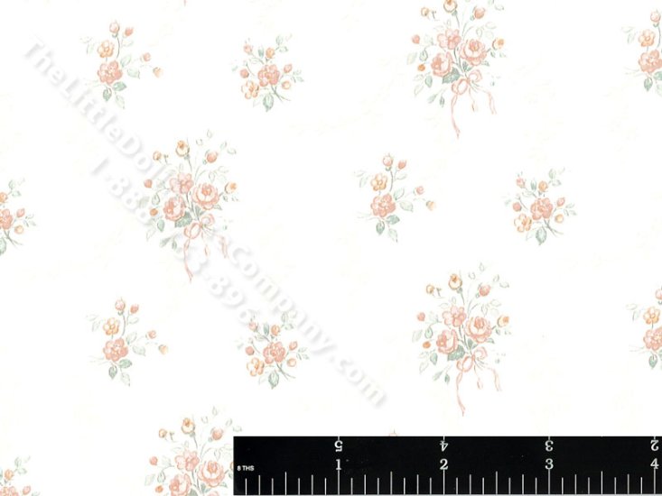 (image for) Textured Peach Bouquet Miniature Wallpaper for Dollhouses
