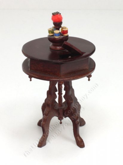 (image for) Miniature Mahogany Sewing Table with Storage