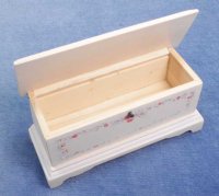 (image for) Miniature White "Morning Glory" Painted Chest for Dollhouses