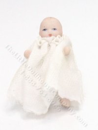 (image for) Miniature Porcelain Baby Doll in Christening Gown