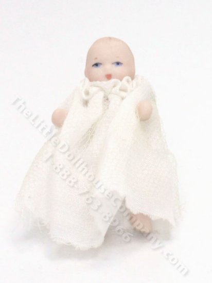 (image for) Miniature Porcelain Baby Doll in Christening Gown