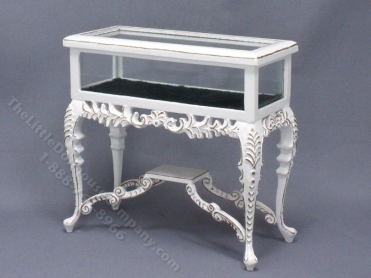 (image for) Miniature White and Glass Display Case for Dollhouses