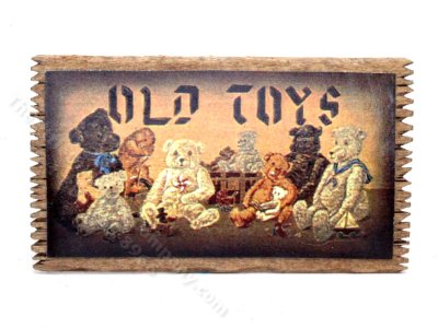(image for) Handmade Miniature "Old Toys" Sign for Dollhouses