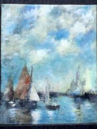 (image for) Boats in the Port of Le Havre Replica Painting by Larry Morganti