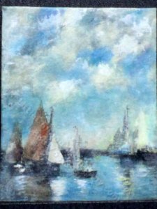 (image for) Boats in the Port of Le Havre Replica Painting by Larry Morganti