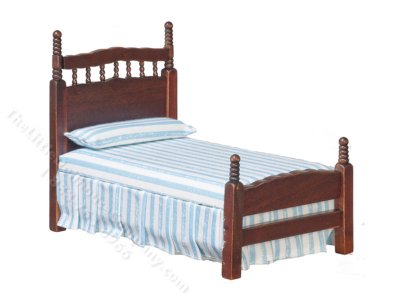 (image for) Miniature Walnut Single Bed for Dollhouses