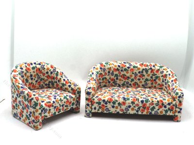 (image for) Miniature Modern Floral Sofa and Chair