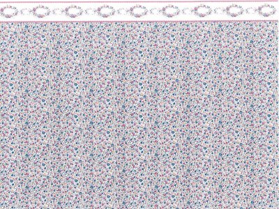 (image for) Pink Floral Wreath w/ Border Miniature Wallpaper for Dollhouses