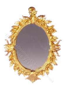 (image for) Miniature Oval Antique Mirror for Dollhouses - Antique