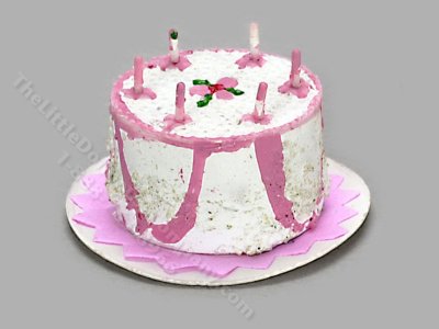 (image for) Miniature Pink Birthday Cake for Dollhouses