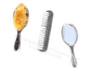 (image for) Miniature Sterling Silver Brush, Comb, and Mirror Set