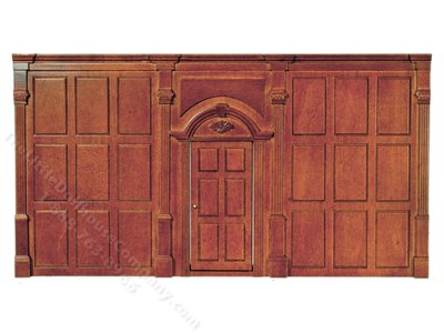 (image for) Miniature Tudor Wall with Door for Dollhouses - Walnut