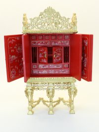 (image for) Miniature Grand Estate Cabinet in Gold and Red