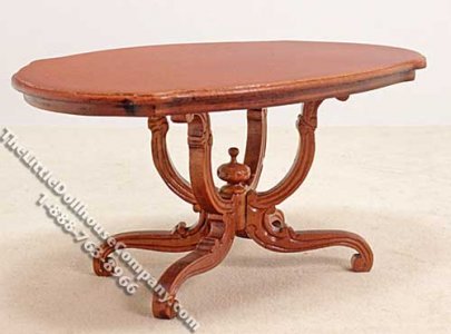 (image for) Miniature New Walnut Oval Dining Table for Dollhouses