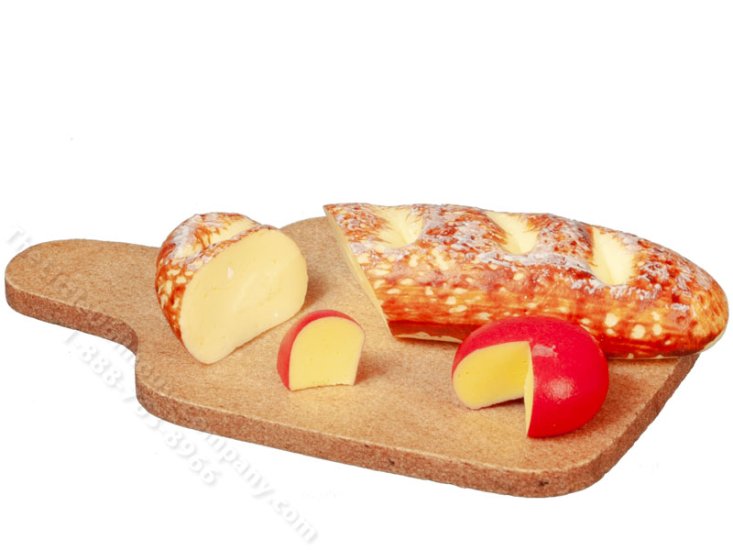 (image for) Miniature Cheese and Bread Board for Dollhouses