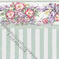(image for) Flowers & Stripes Pattern Miniature Wallpaper for Dollhouses