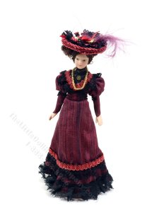 (image for) Miniature Handcrafted Vintage Victorian Lady in Burgundy