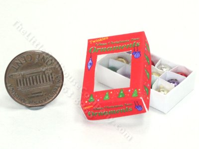 (image for) Miniature Box of Christmas Ornaments for Dollhouses