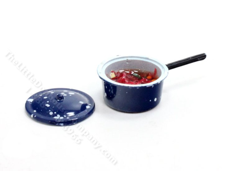 (image for) Miniature Spatterware Pot of Soup for Dollhouses