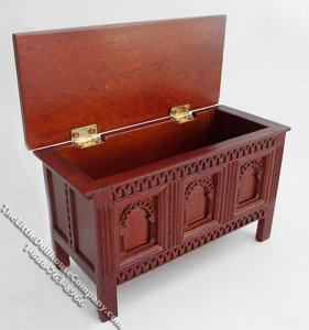 (image for) Miniature Replica 16th Century Tudor Walnut Chest for Dollhouses