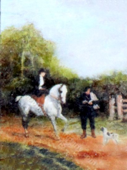 (image for) Miniature Equestrian Woman Painting by Larry Morganti