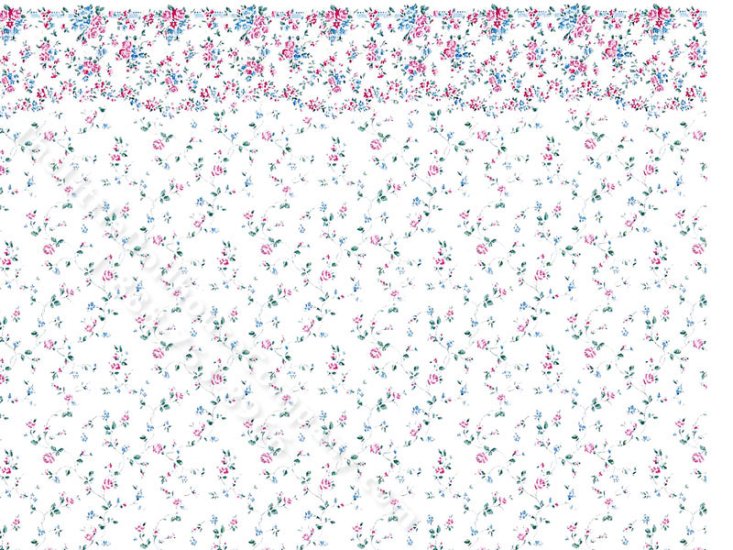 (image for) Rose Garland Floral Vine Miniature Wallpaper for Dollhouses