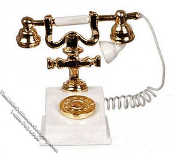 (image for) Miniature Old Fashioned White Telephone for Dollhouses