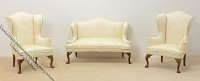 (image for) Miniature Pale Yellow Sofa & Two Wing Chairs Set for Dollhouses