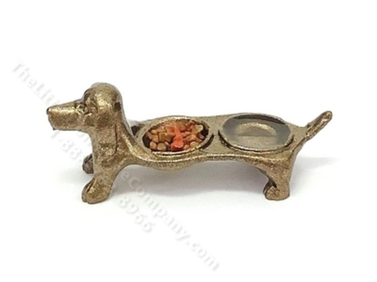 (image for) Miniature Metal Dachshund Dog Dish for Dollhouses