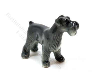 (image for) Miniature Porcelain Standing Black Scottie Dog Figurine for Dollhouses