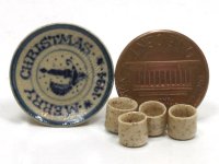 (image for) Miniature Stoneware Christmas Plate and 4 Cups Jane Graber