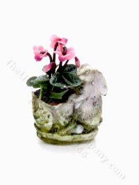 (image for) Miniature Rabbit with Lettuce and Cyclamen Figurine