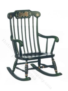 (image for) Miniature Cape Cod Rocker for Dollhouses - Green