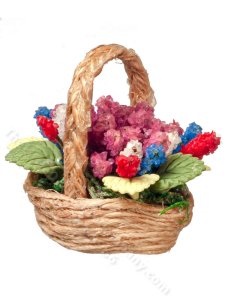 (image for) Miniature Floral Arrangment in Basket for Dollhouses